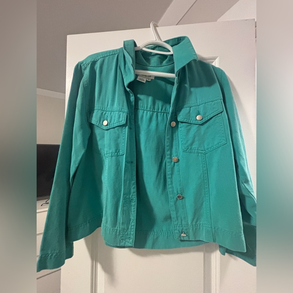 Coldwater Creek Teal Button-Front Jean Jacket